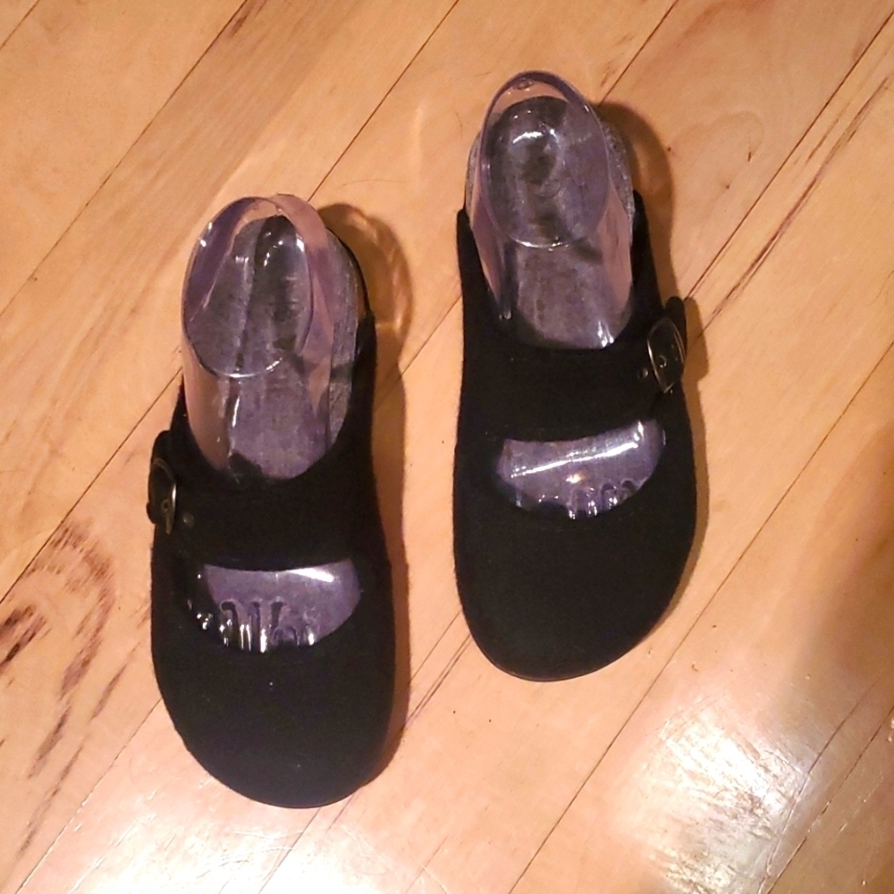 Dr. Andrew Weil Black Wool Grey Wool Sole Fiesta Mary Jane Sz 7.5 EURO 37 Slipon